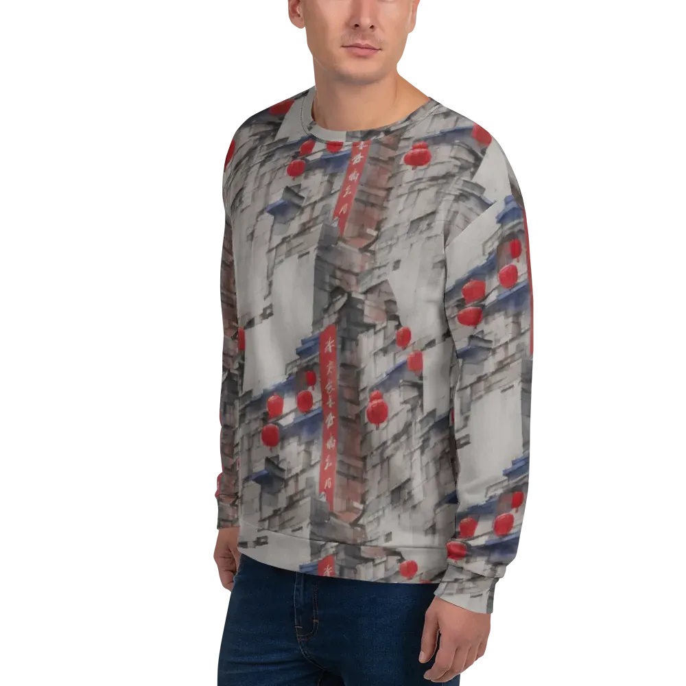 Crimson Lantern Alley on Sweatshirt — Left Front