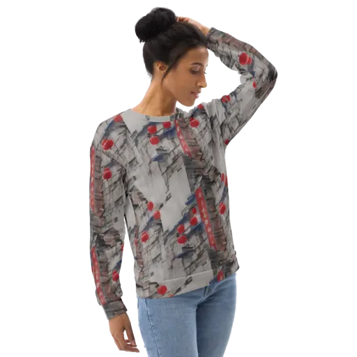 Crimson Lantern Alley on a Sweatshirt
