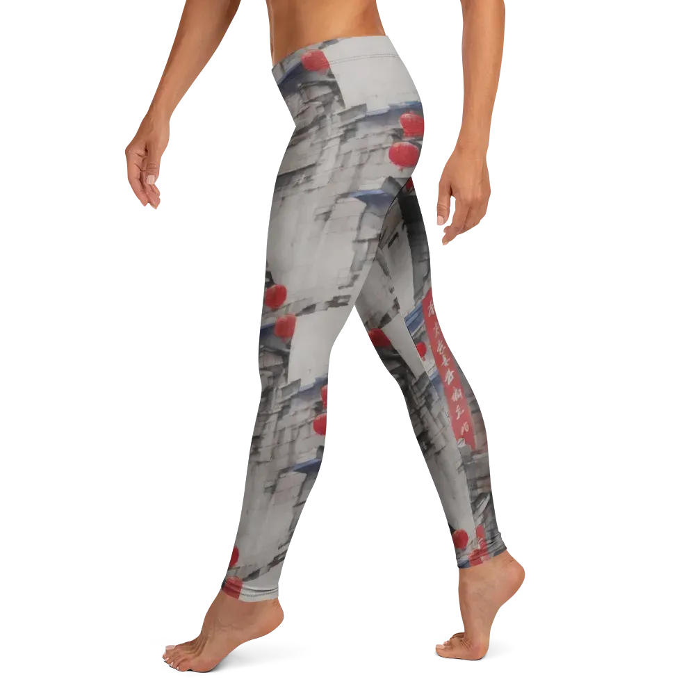 Crimson Lantern Alley on Leggings — Left
