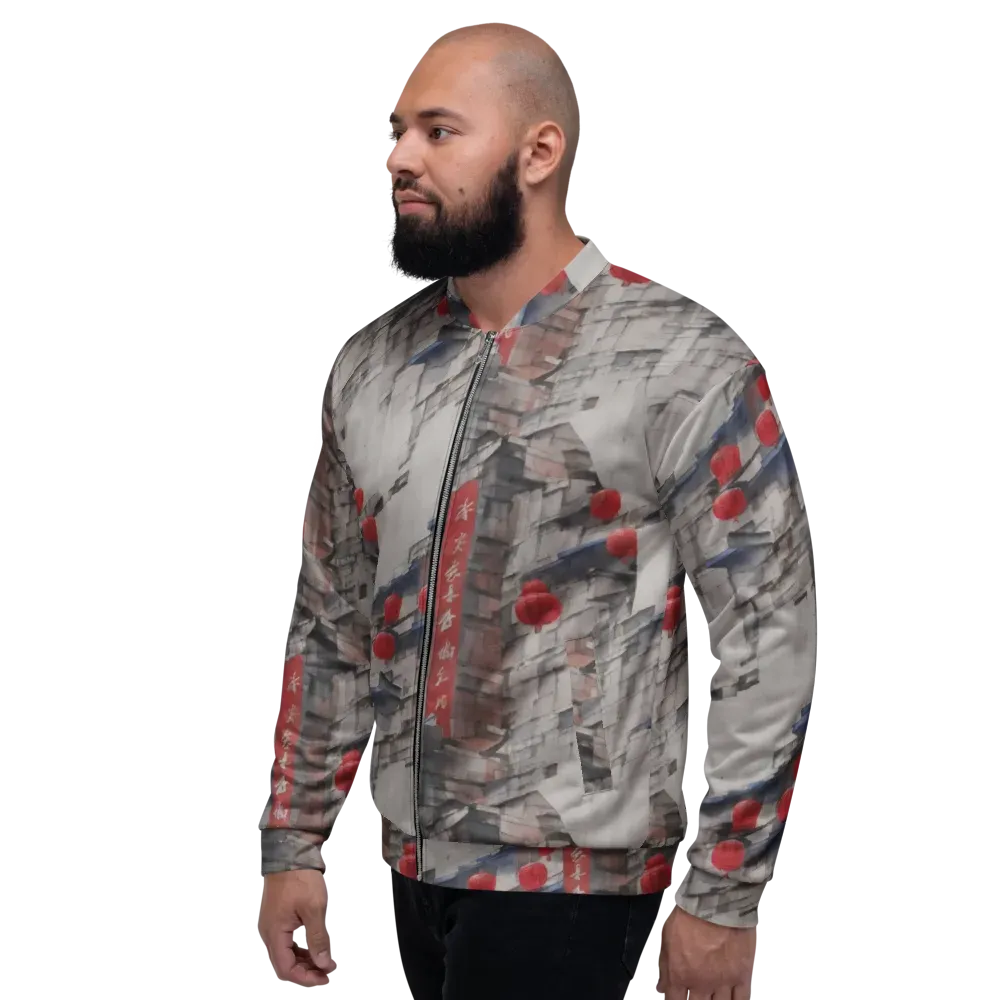 Crimson Lantern Alley on Bomber Jacket — Left