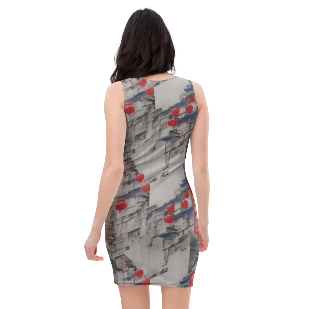 Crimson Lantern Alley on Bodycon Dress — Back
