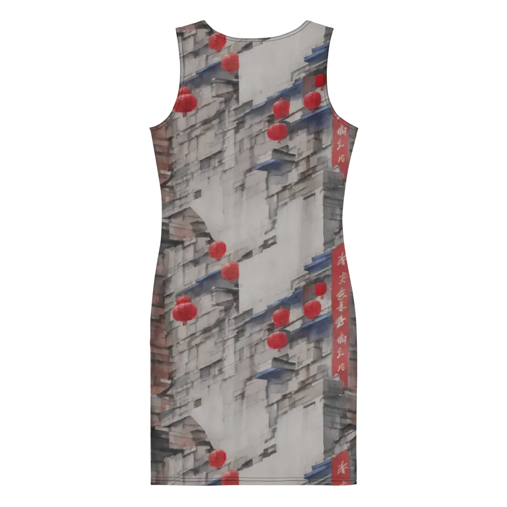 Crimson Lantern Alley on Bodycon Dress — Print file