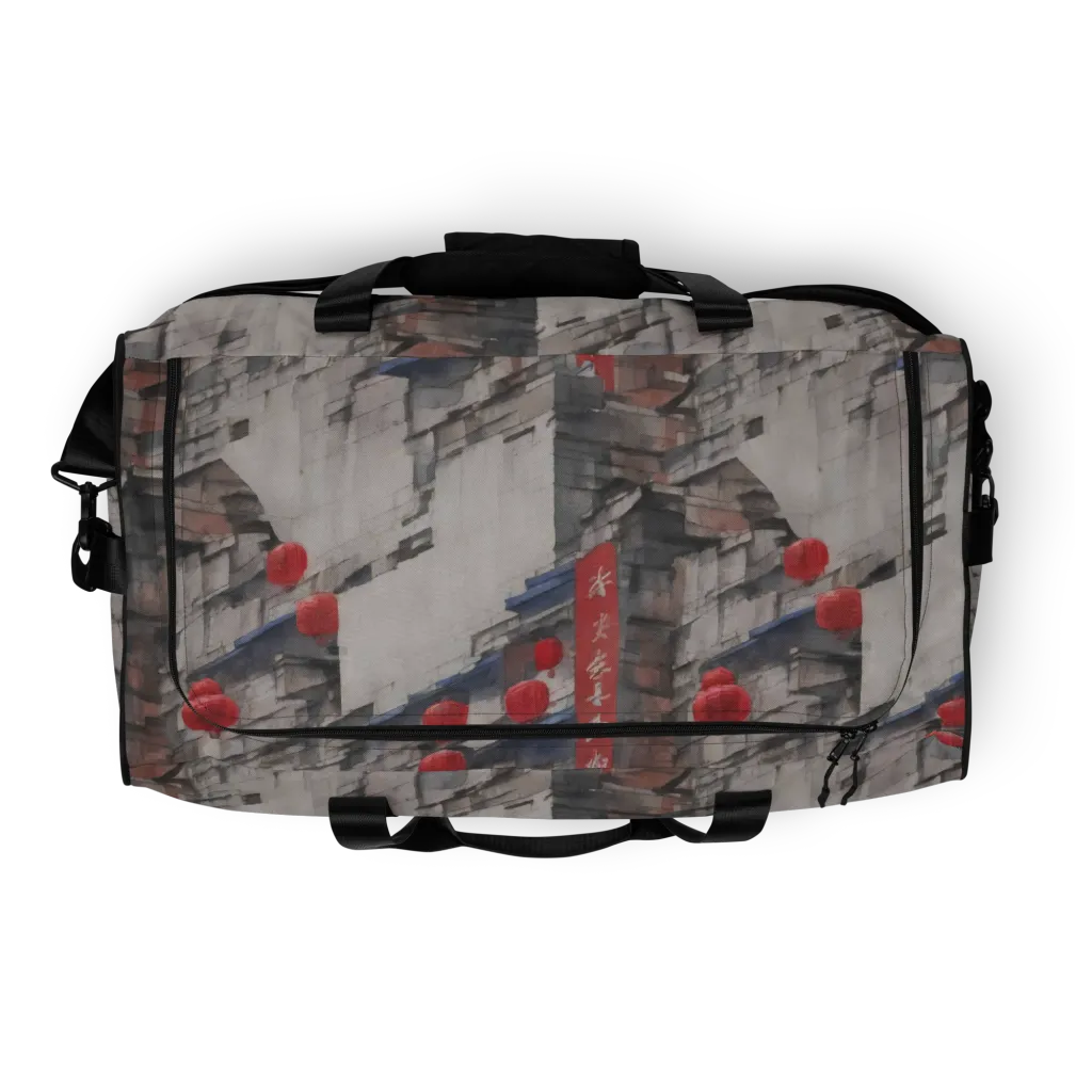 Crimson Lantern Alley on Duffle Bag — Top print