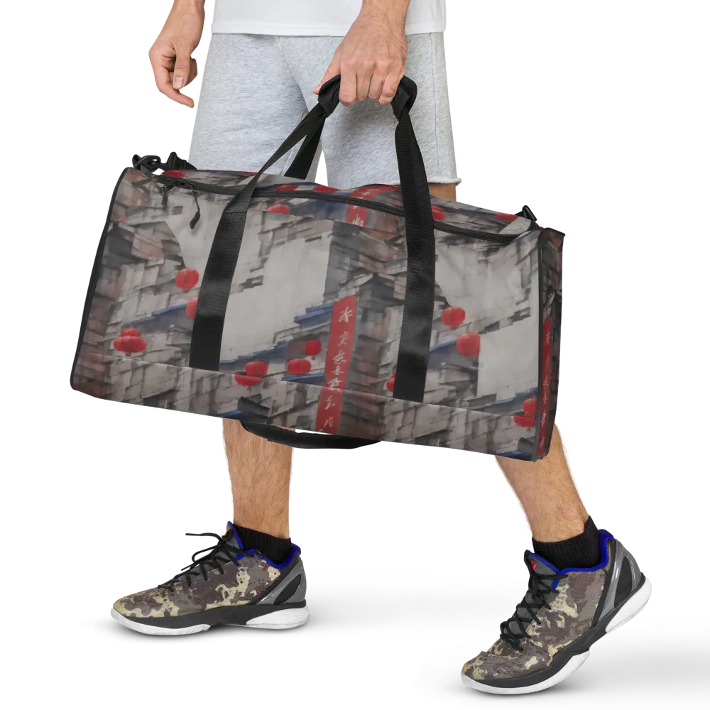 Crimson Lantern Alley on Duffle Bag — Back print