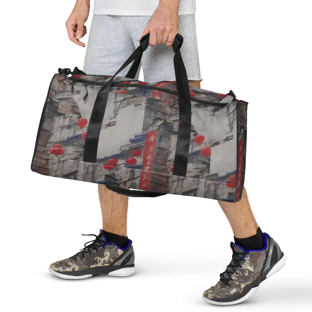 Crimson Lantern Alley on Duffle Bag — Back print
