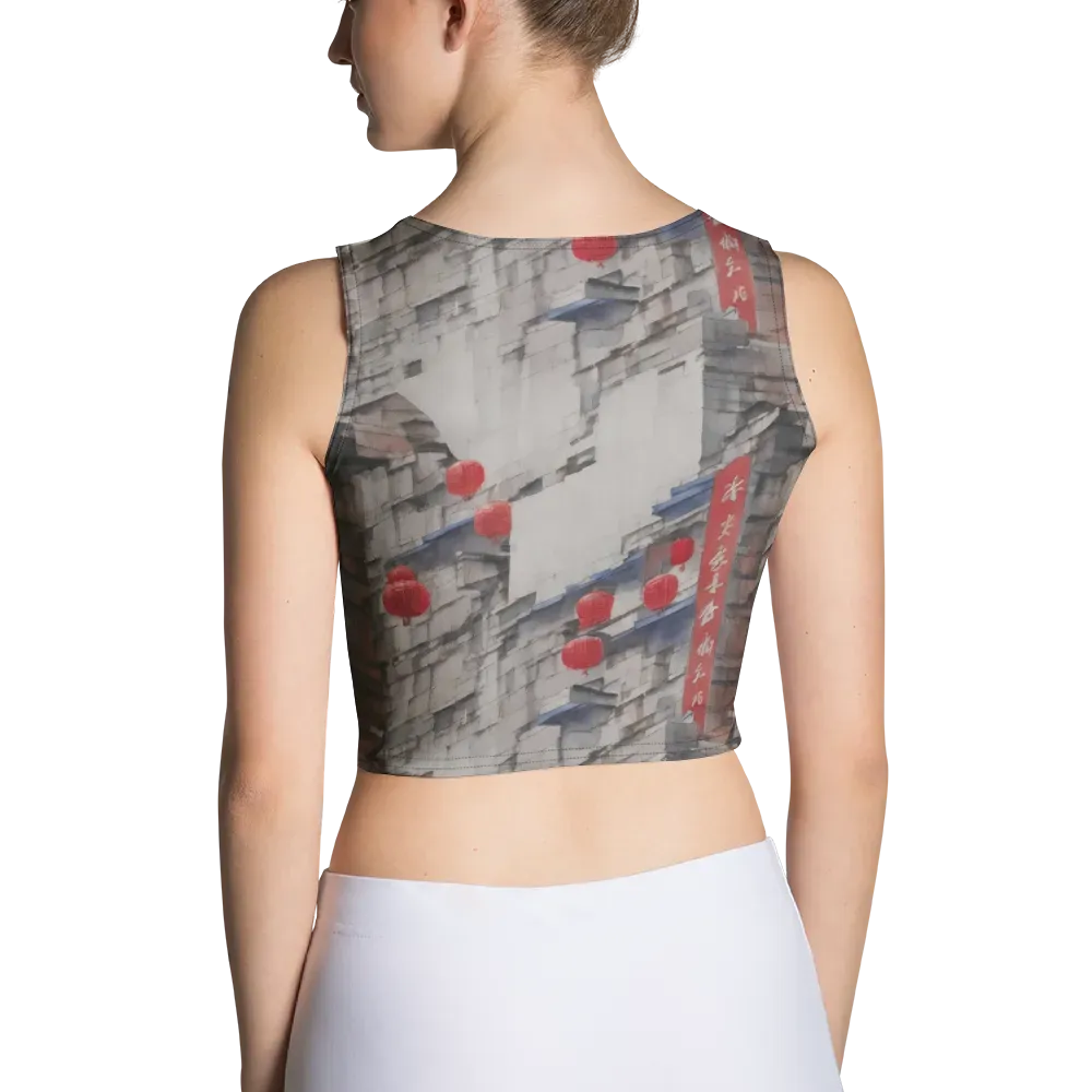 Crimson Lantern Alley on Crop Top — Back