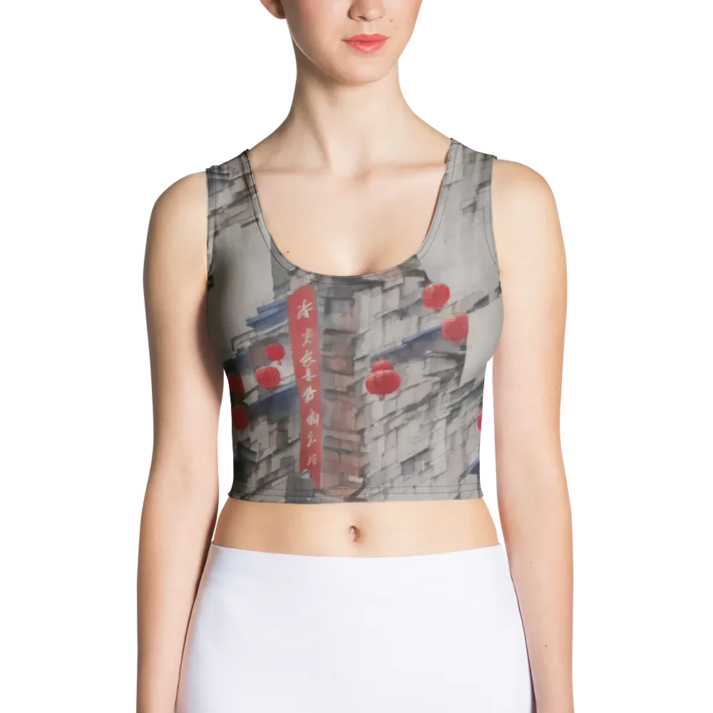 Crimson Lantern Alley on Crop Top — Front