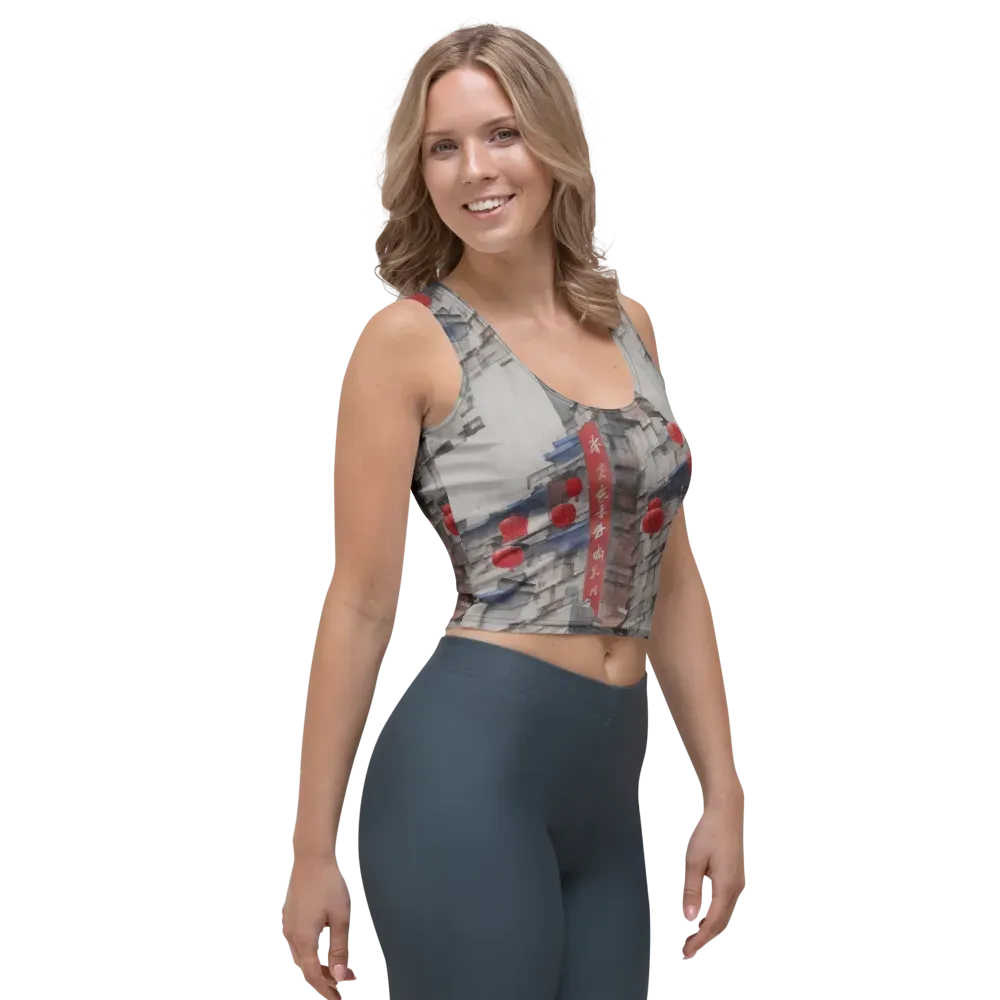 Crimson Lantern Alley on Crop Top — Right Front