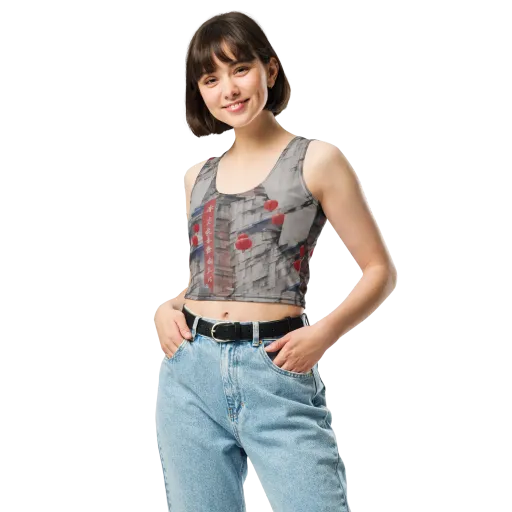 Crimson Lantern Alley on a Crop Top
