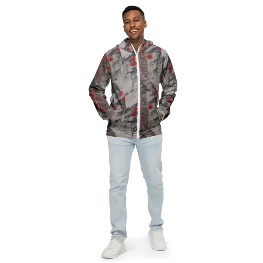Crimson Lantern Alley on a Men's Windbreaker