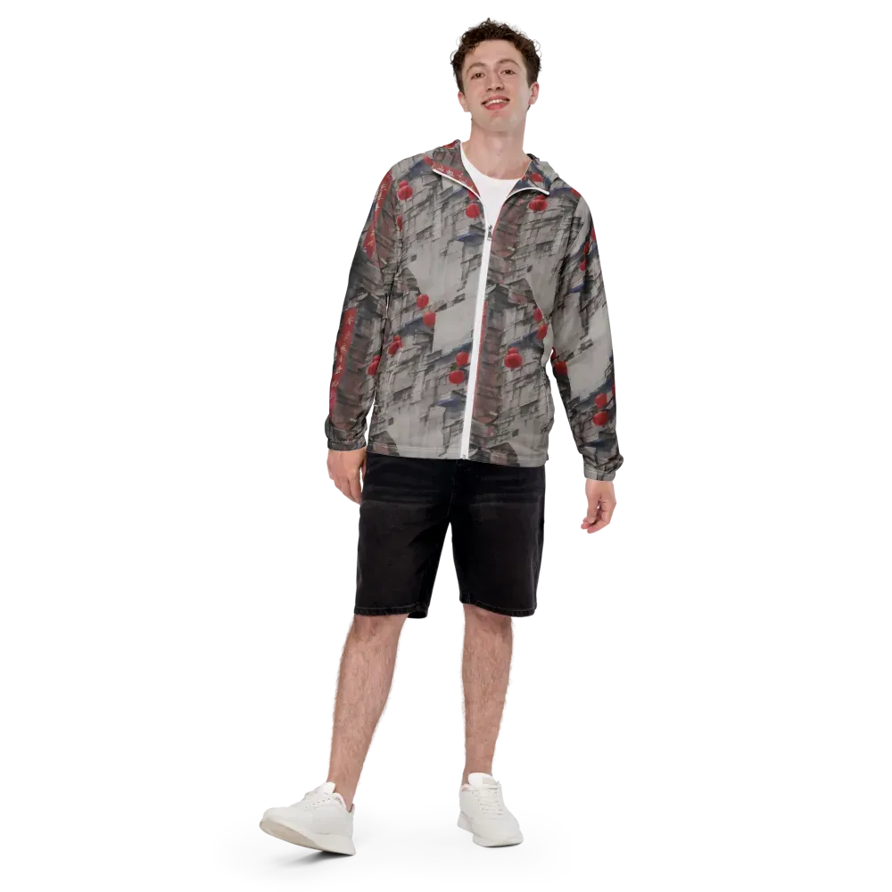 Crimson Lantern Alley on Men's Windbreaker — Back print