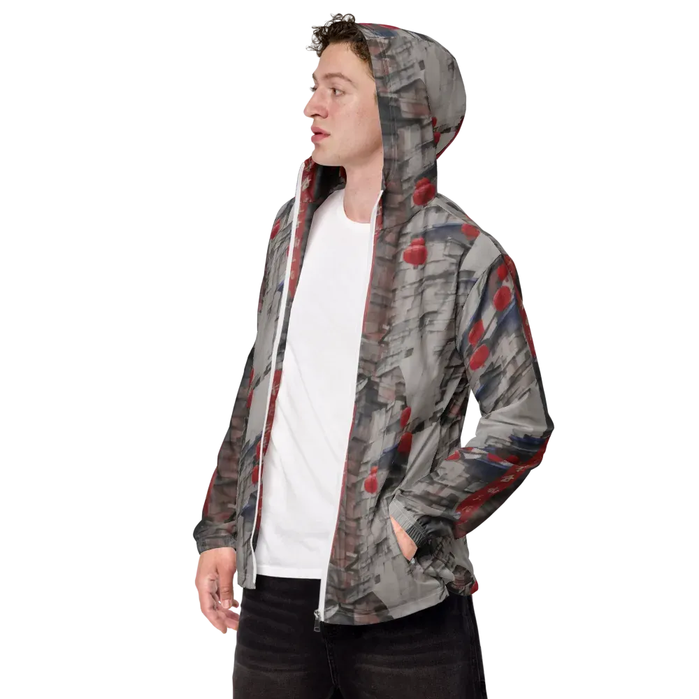 Crimson Lantern Alley on Men's Windbreaker — Left Front