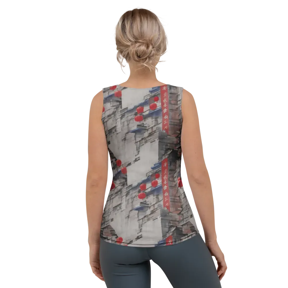 Crimson Lantern Alley on Women's Tank Top — Back