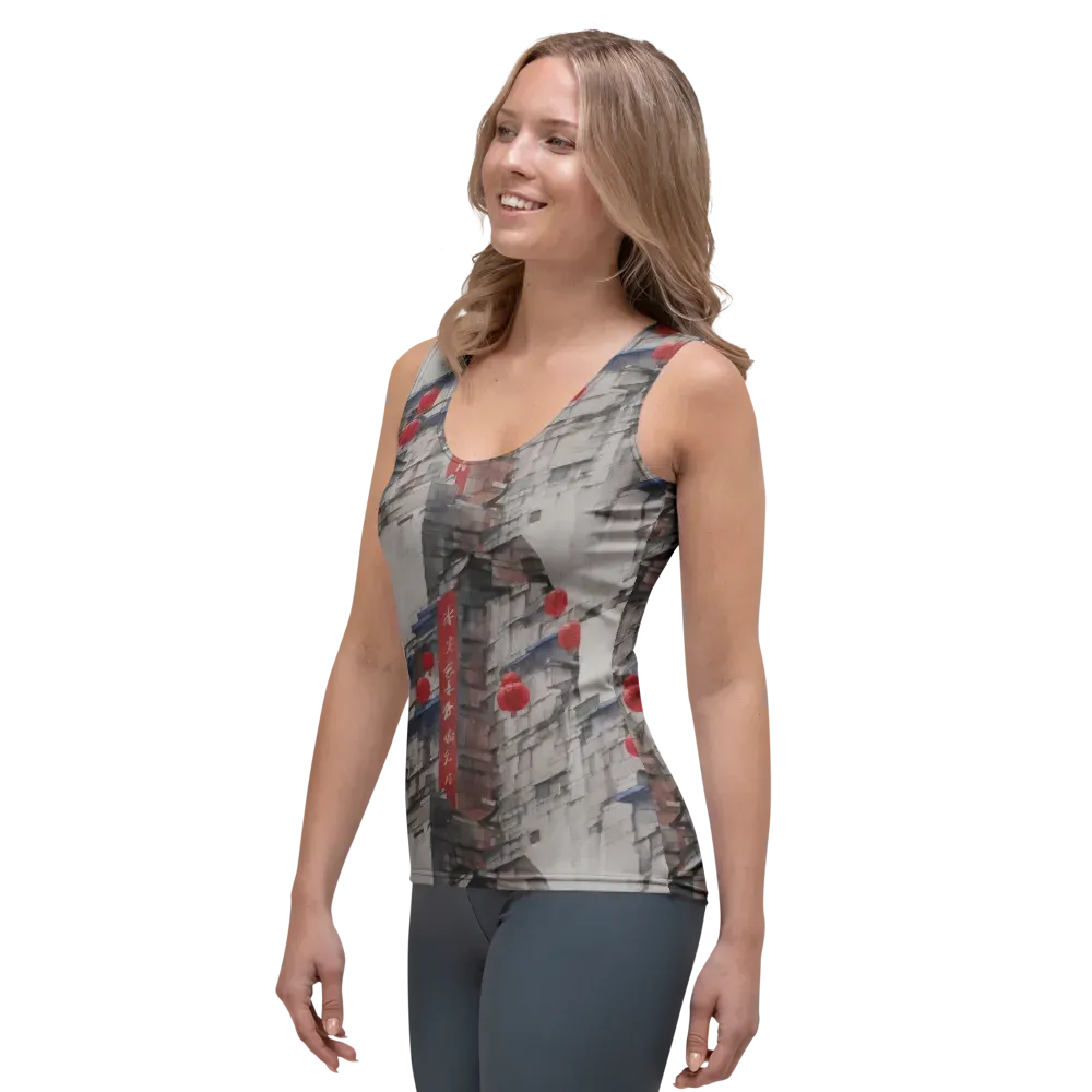 Crimson Lantern Alley on Women's Tank Top — Left Front