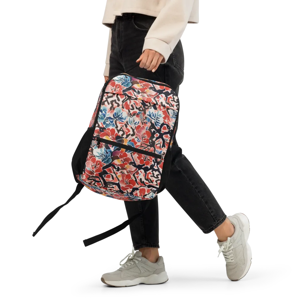 Crimson Brushwork on Utility Backpack — Front 2