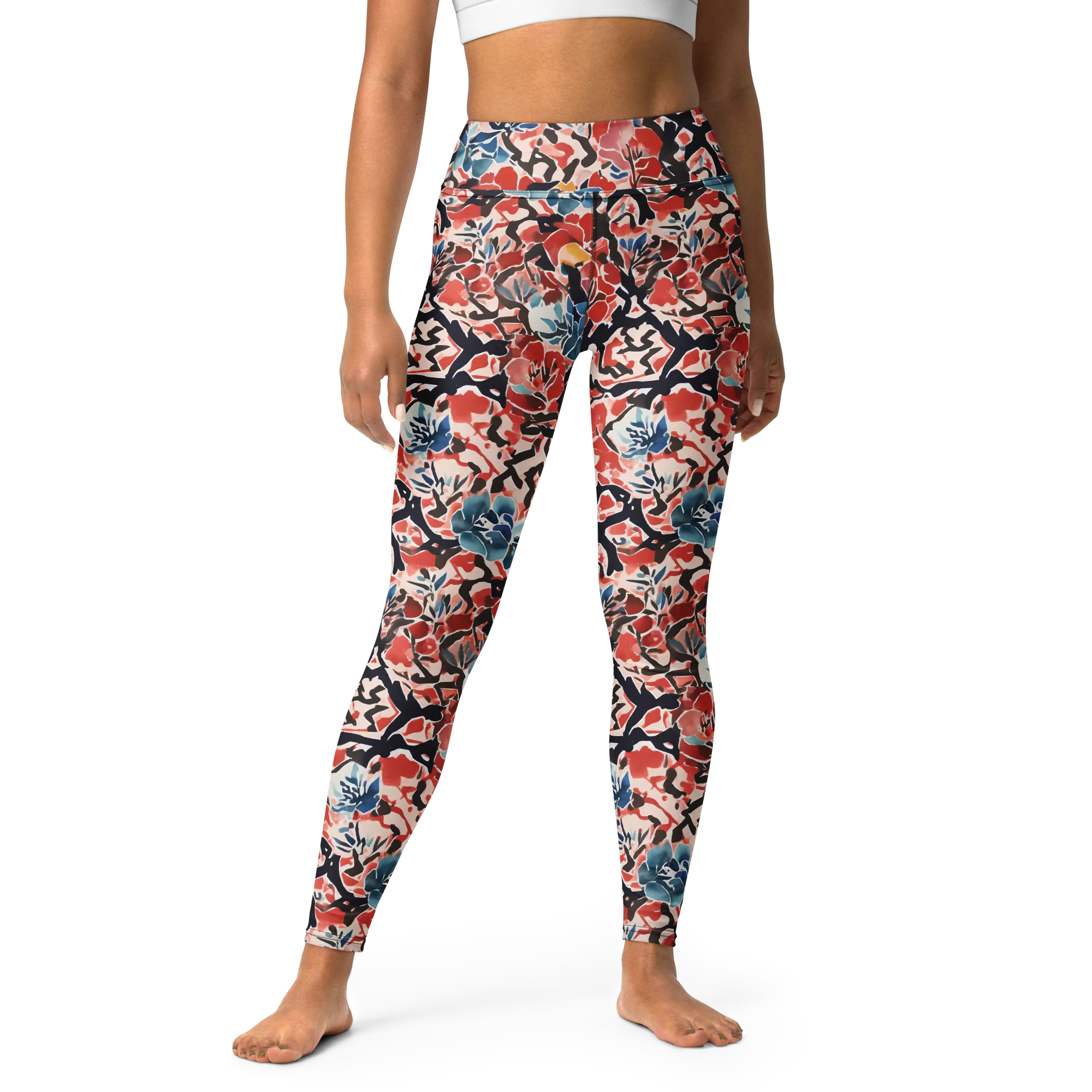Crimson Brushwork on Yoga Leggings — Print file