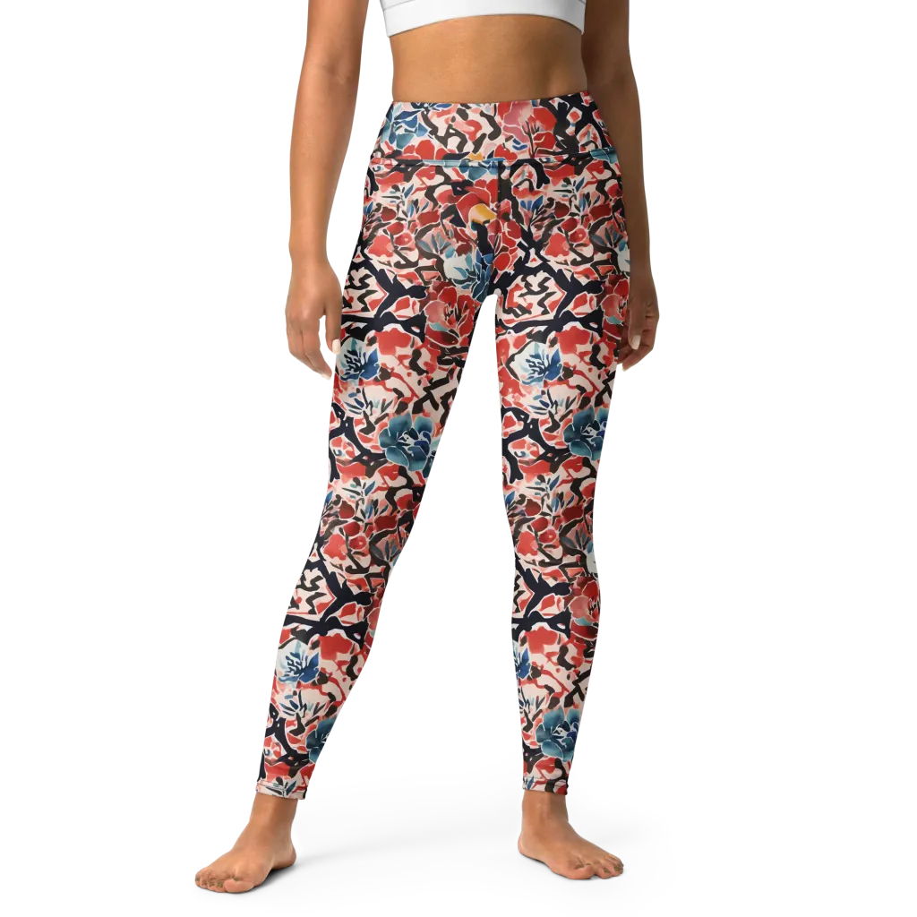 Crimson Brushwork on Yoga Leggings — Print file