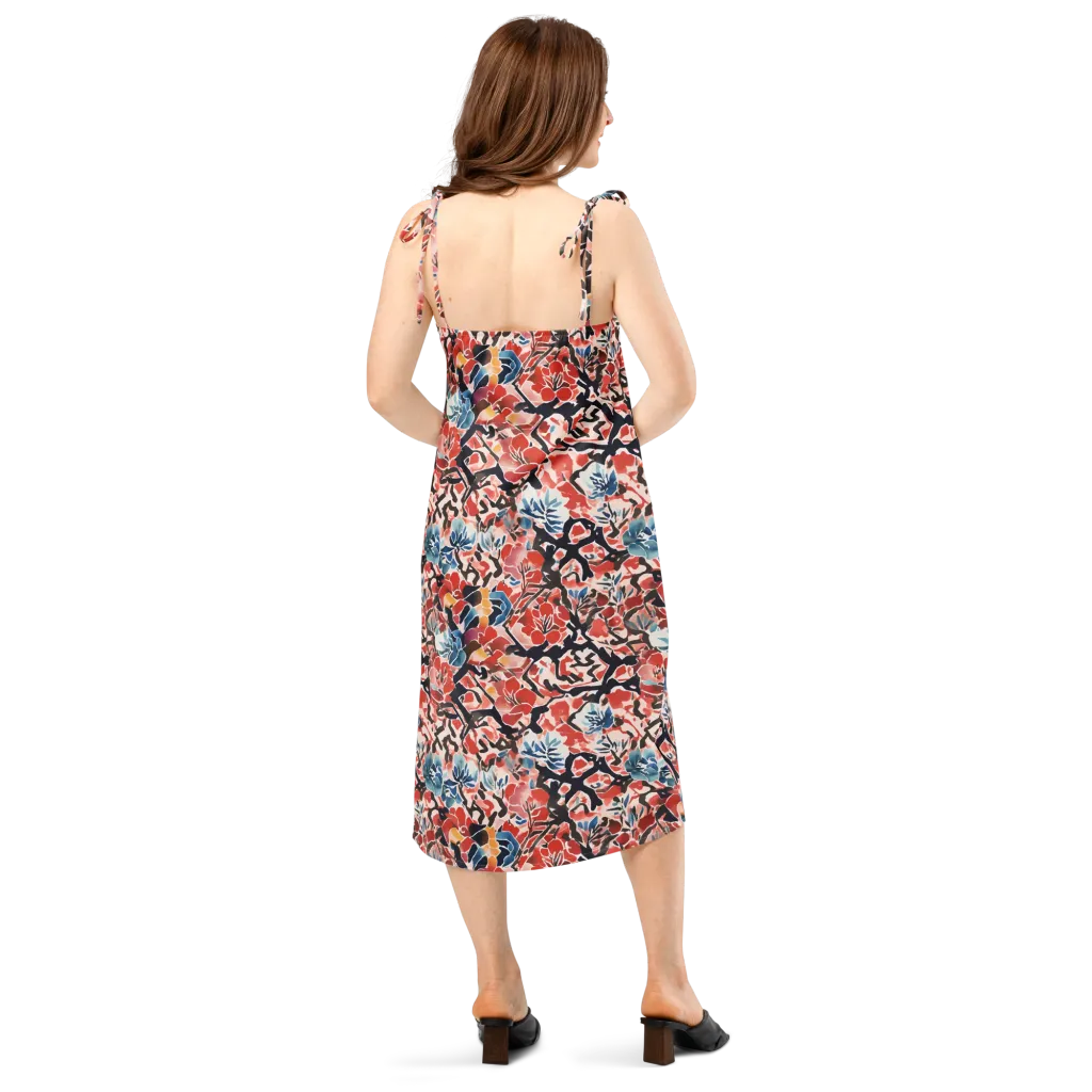 Crimson Brushwork on Slip Dress — Back