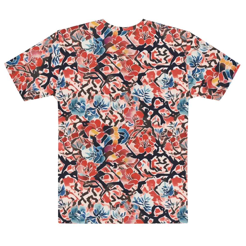 Crimson Brushwork on Men's Cotton Crew Neck T-Shirt — Front print