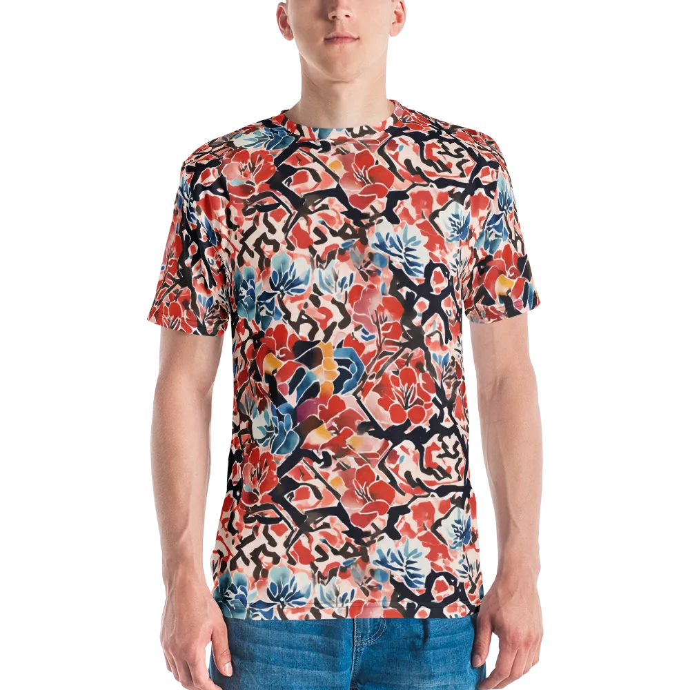 Crimson Brushwork on Men's Crew Neck T-Shirt — Front