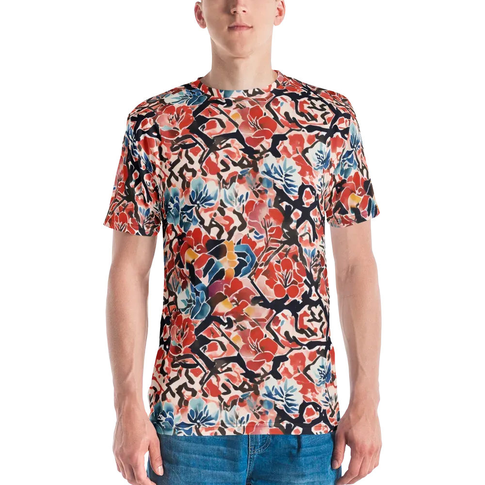 Crimson Brushwork on Men's Crew Neck T-Shirt — Front