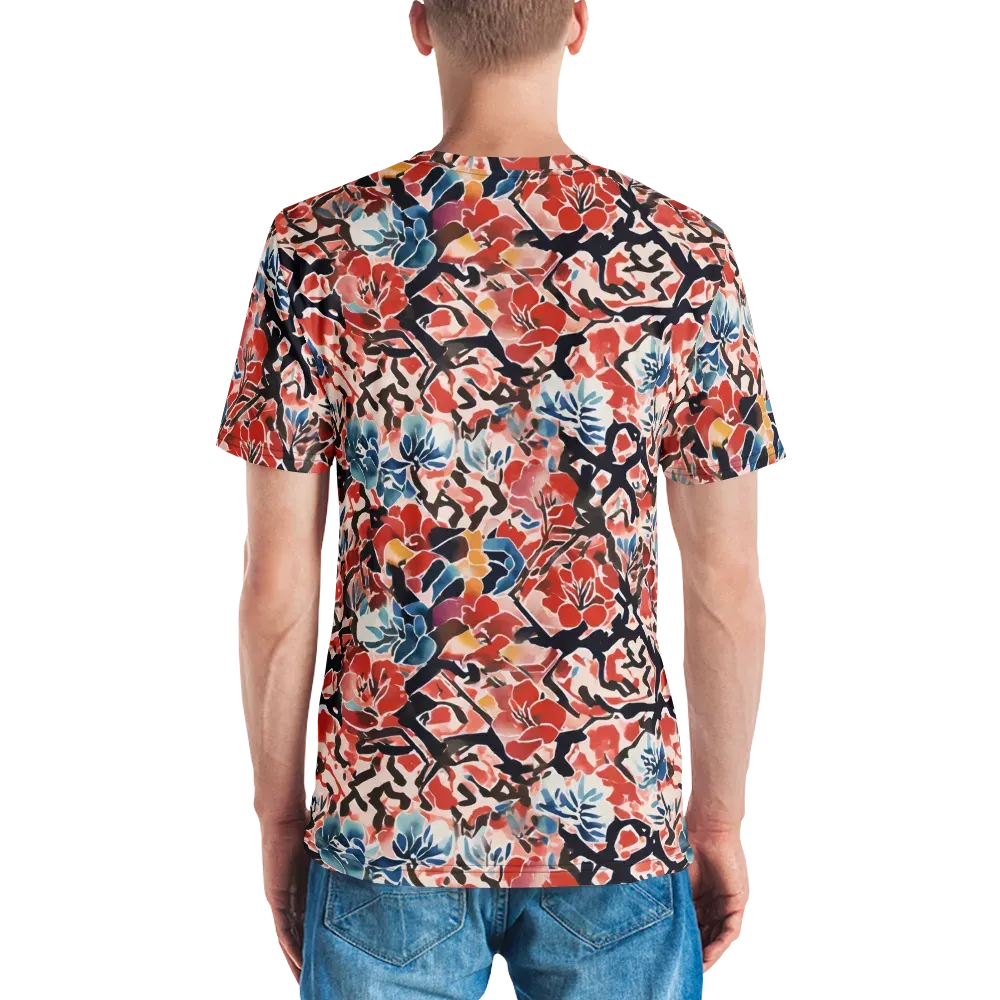 Crimson Brushwork on Men's Crew Neck T-Shirt — Back