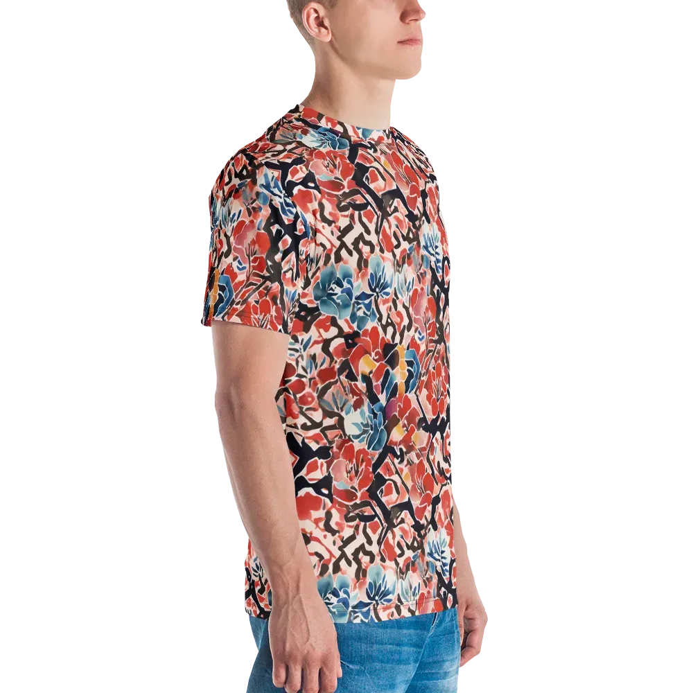 Crimson Brushwork on Men's Crew Neck T-Shirt — Right