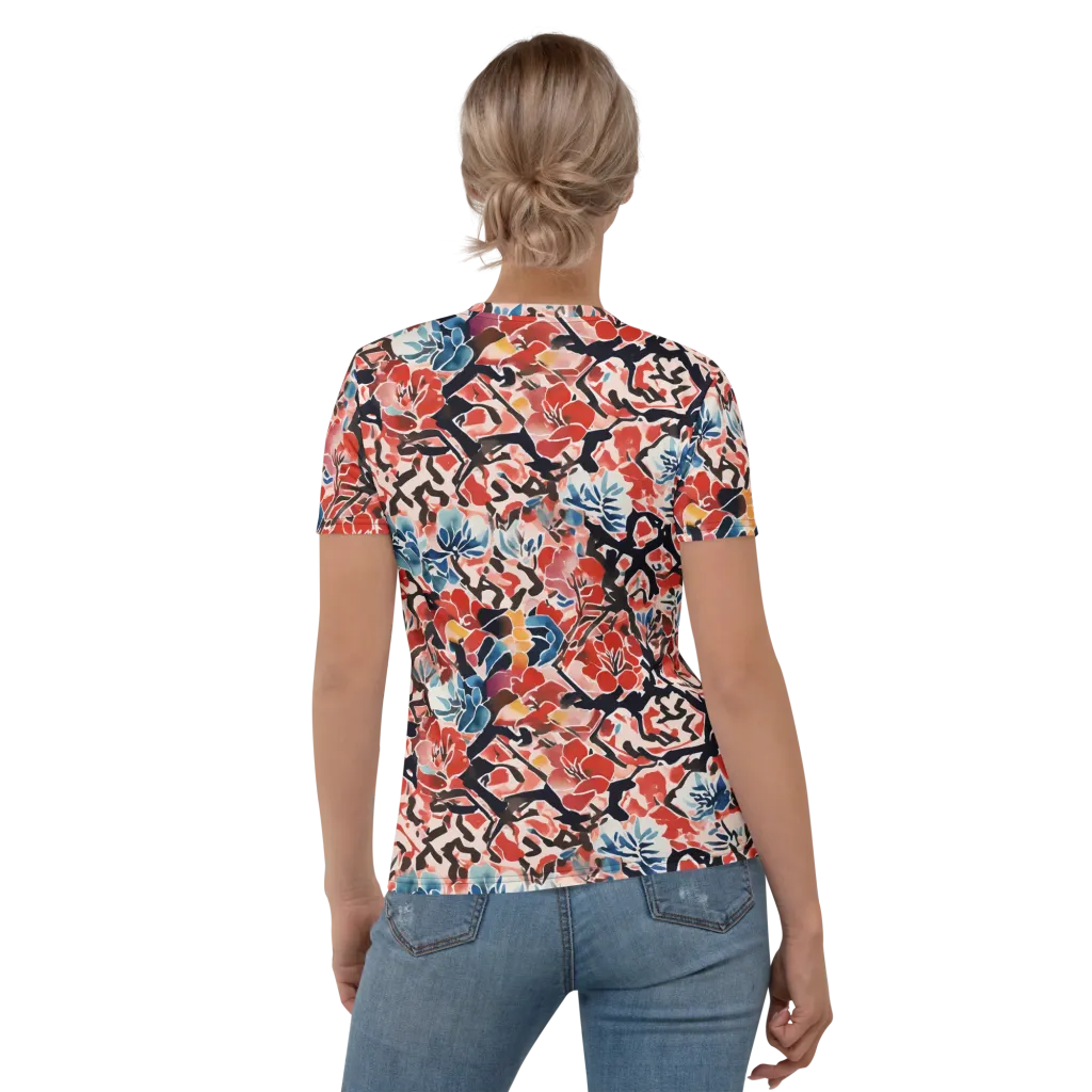 Crimson Brushwork on Women's Crew Neck T-Shirt — Back