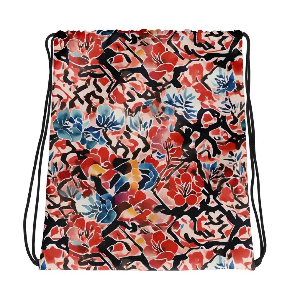 Crimson Brushwork on Drawstring Bag — Mockup