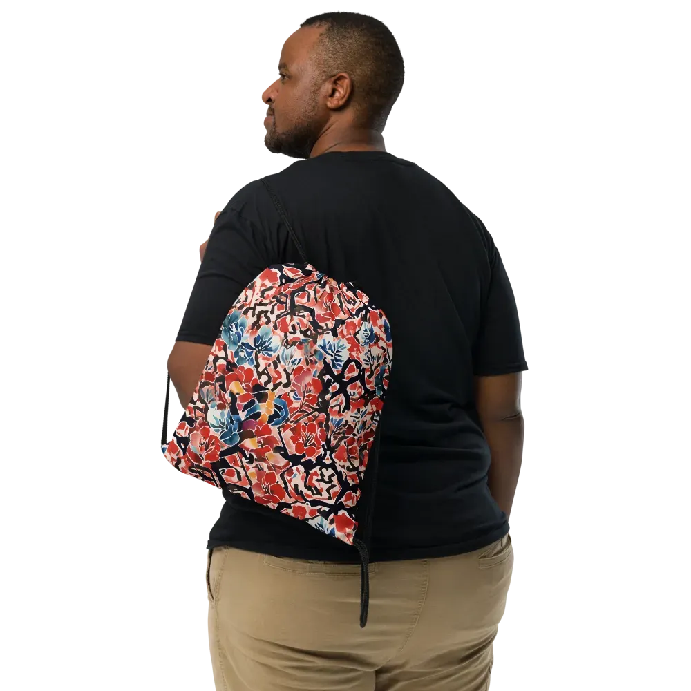 Crimson Brushwork on Drawstring Bag — Print file