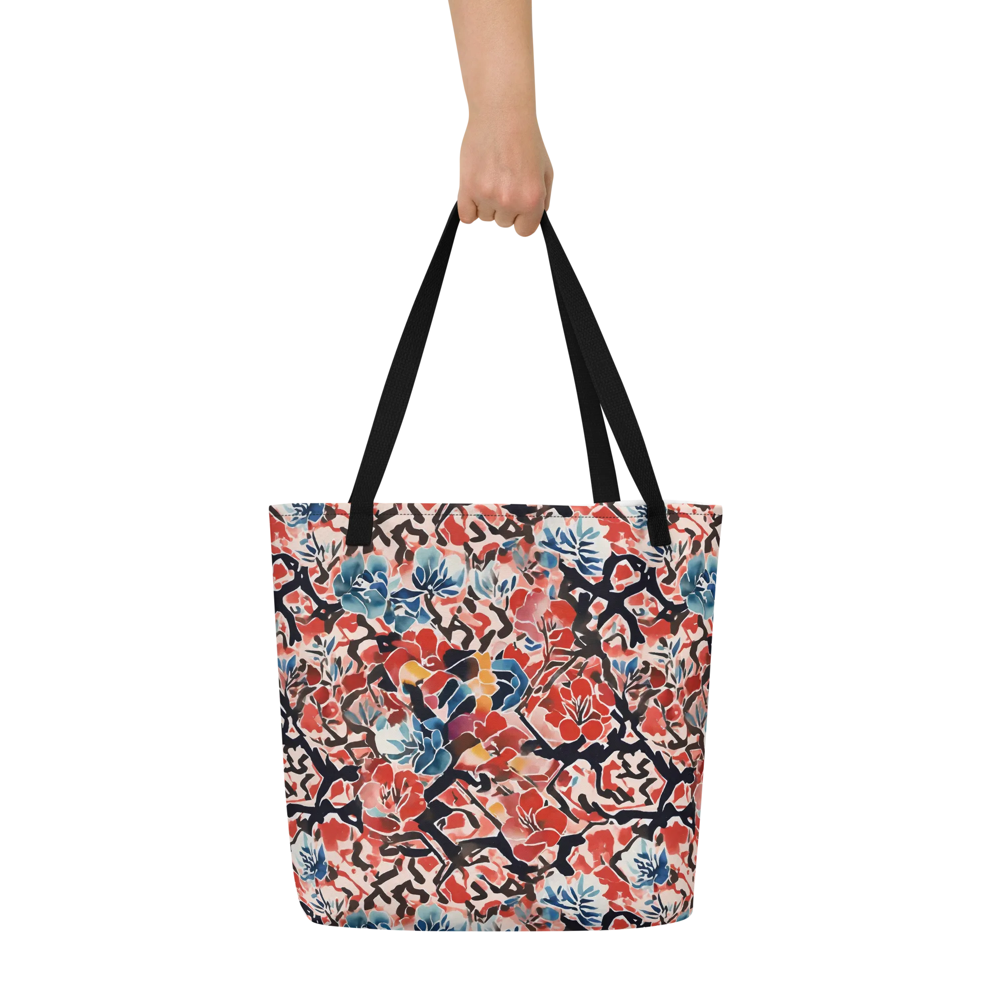 Crimson Brushwork on Large Tote Bag W/ Pocket — Print file