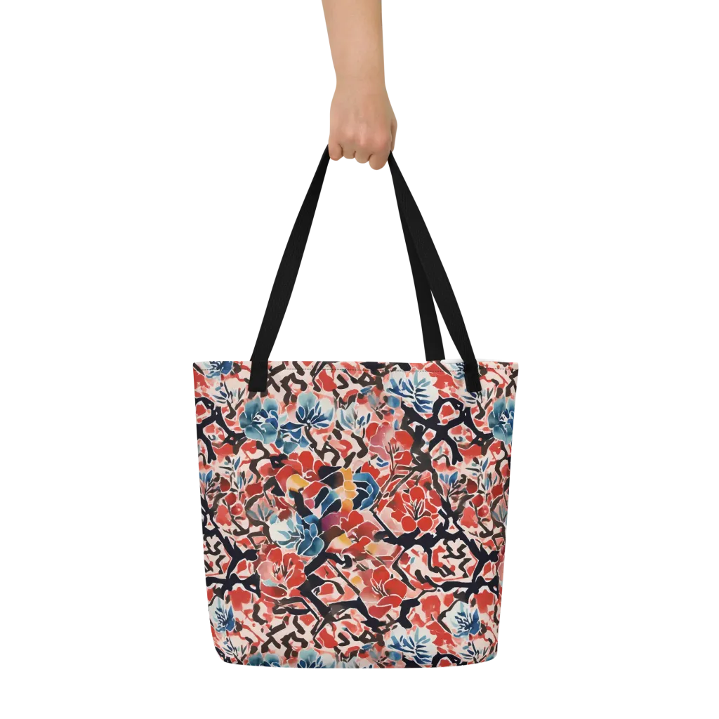Crimson Brushwork on Large Tote Bag W/ Pocket — Print file