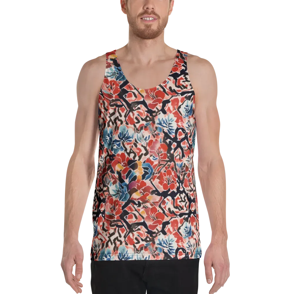 Crimson Brushwork on Men's Tank Top — Front