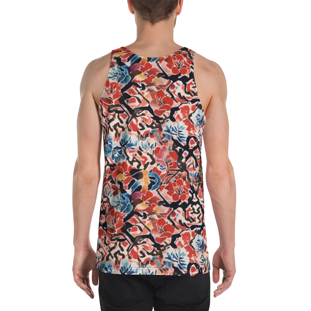 Crimson Brushwork on Men's Tank Top — Back