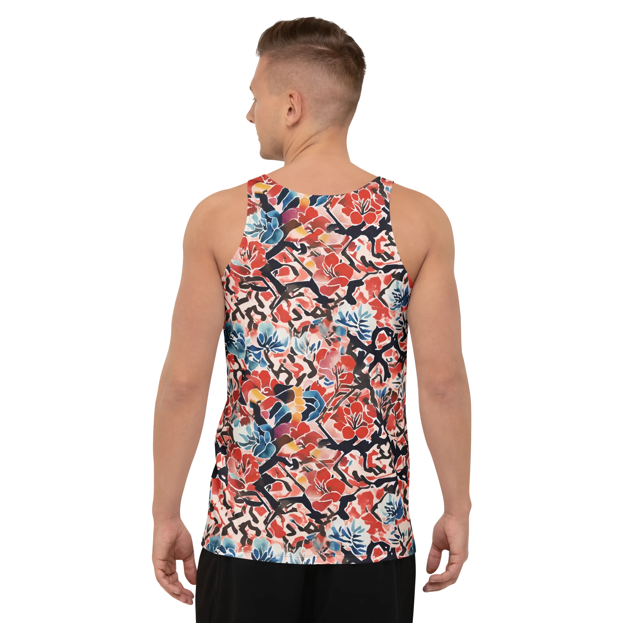 Crimson Brushwork on Men's Tank Top — Back print