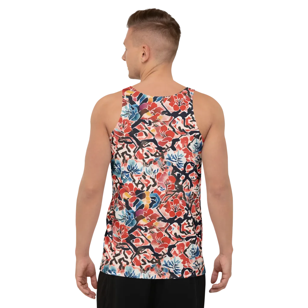 Crimson Brushwork on Men's Tank Top — Back print