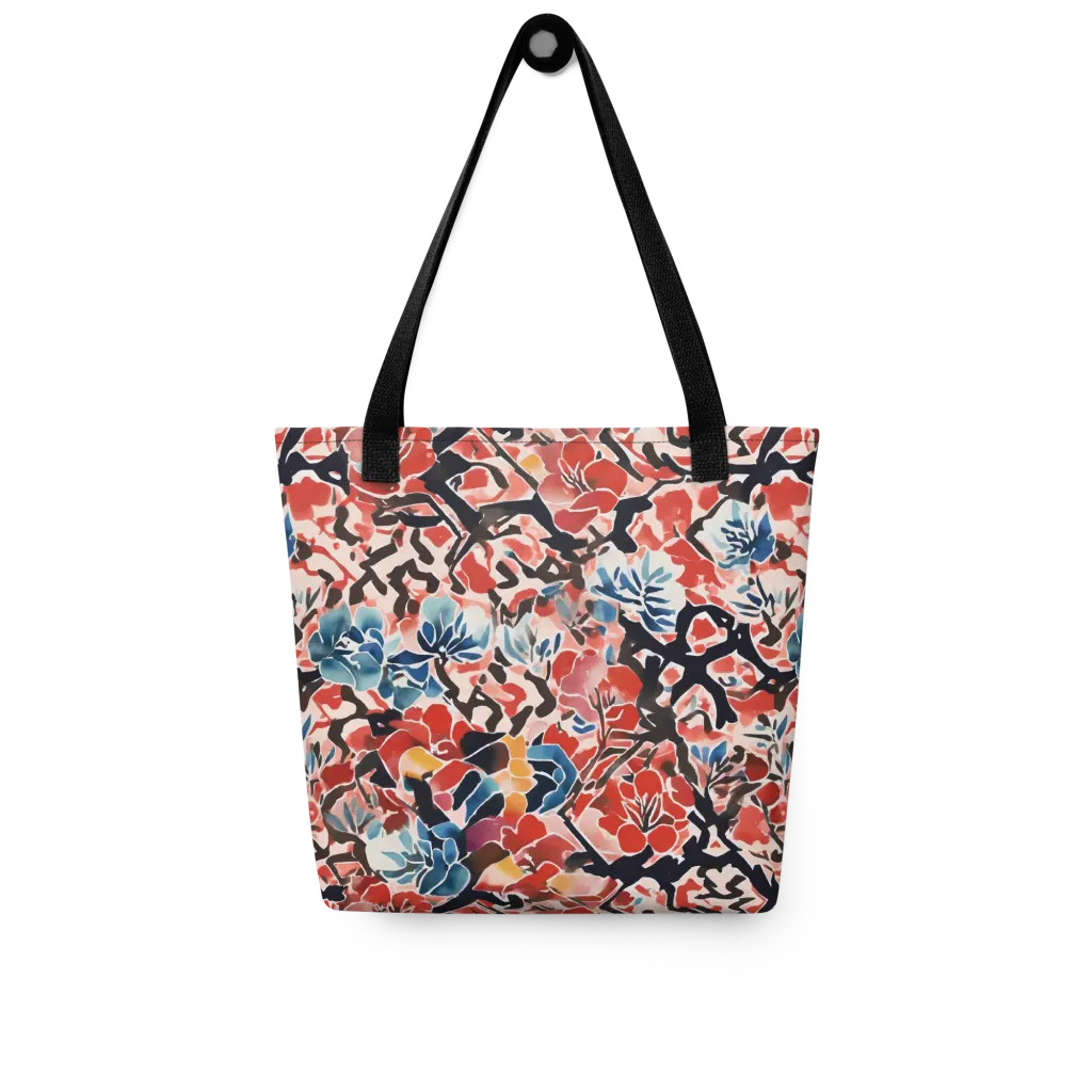 Crimson Brushwork on Tote Bag — Front