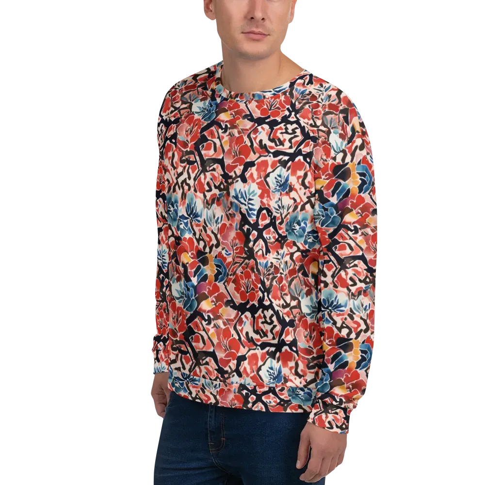 Crimson Brushwork on Sweatshirt — Left Front