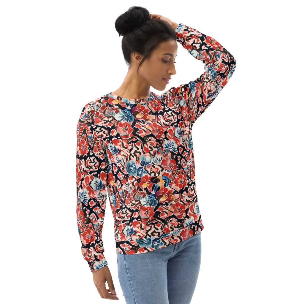Crimson Brushwork on Sweatshirt — Right sleeve