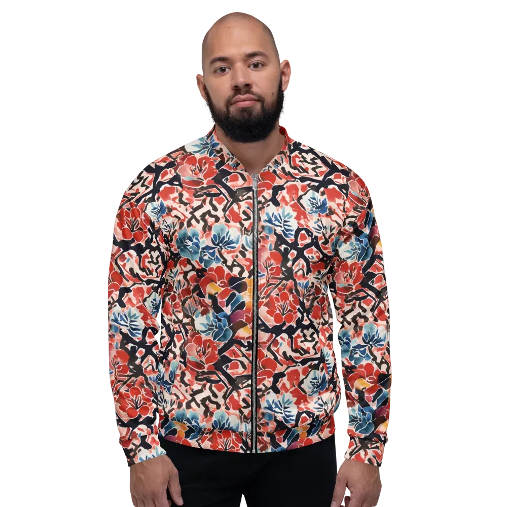 Crimson Brushwork on Bomber Jacket — Front