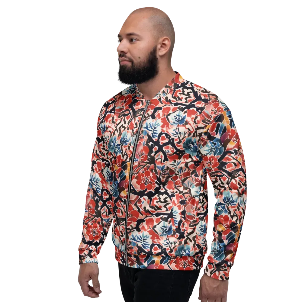 Crimson Brushwork on Bomber Jacket — Left