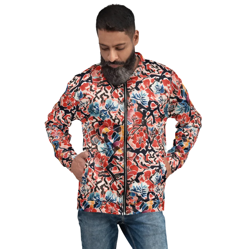 Crimson Brushwork on Bomber Jacket — Back print