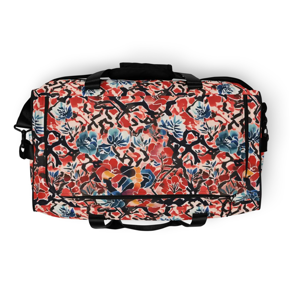 Crimson Brushwork on Duffle Bag — Top print