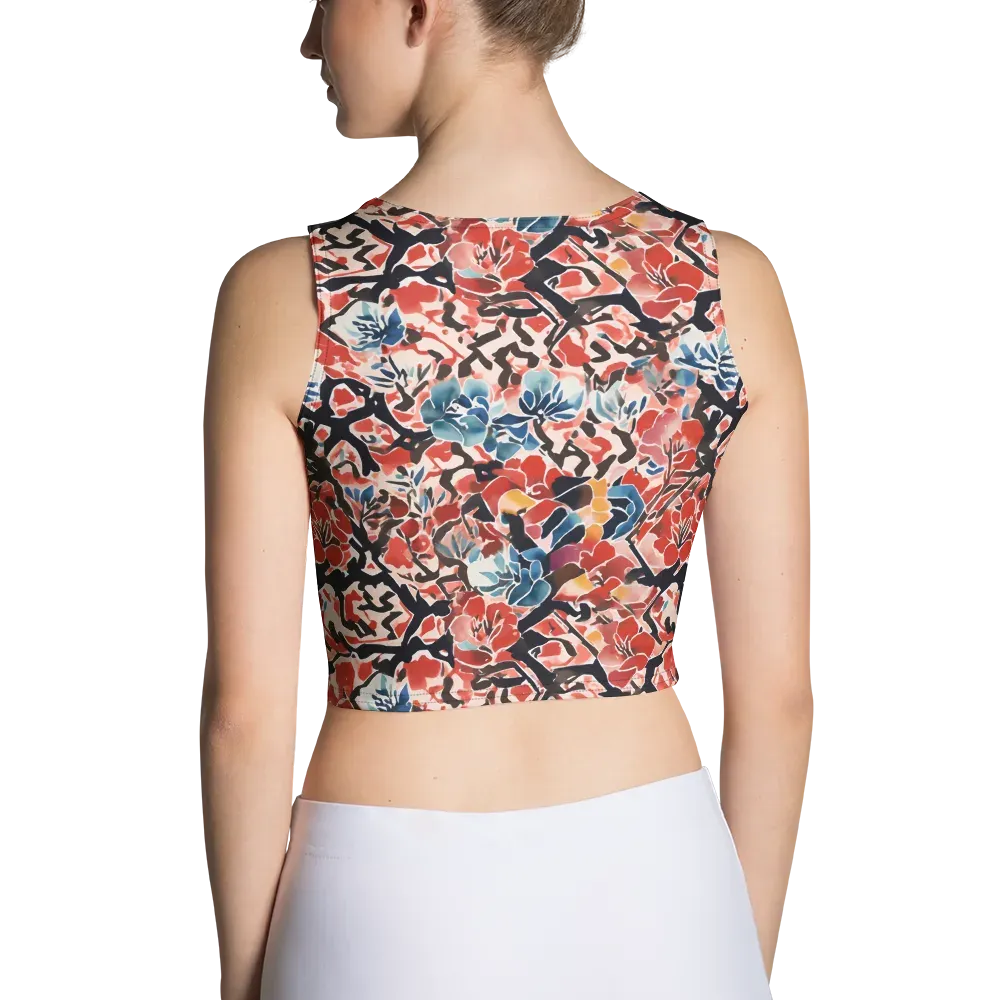 Crimson Brushwork on Crop Top — Back
