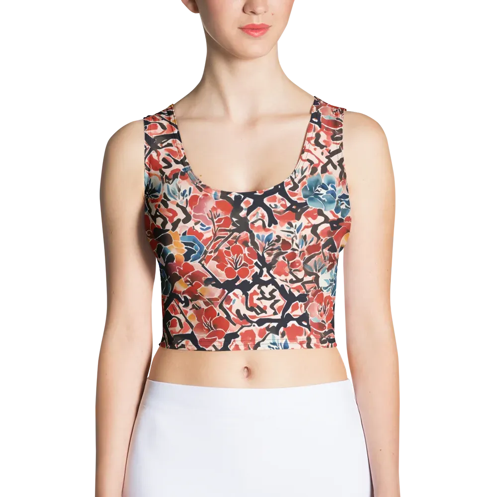 Crimson Brushwork on Crop Top — Front