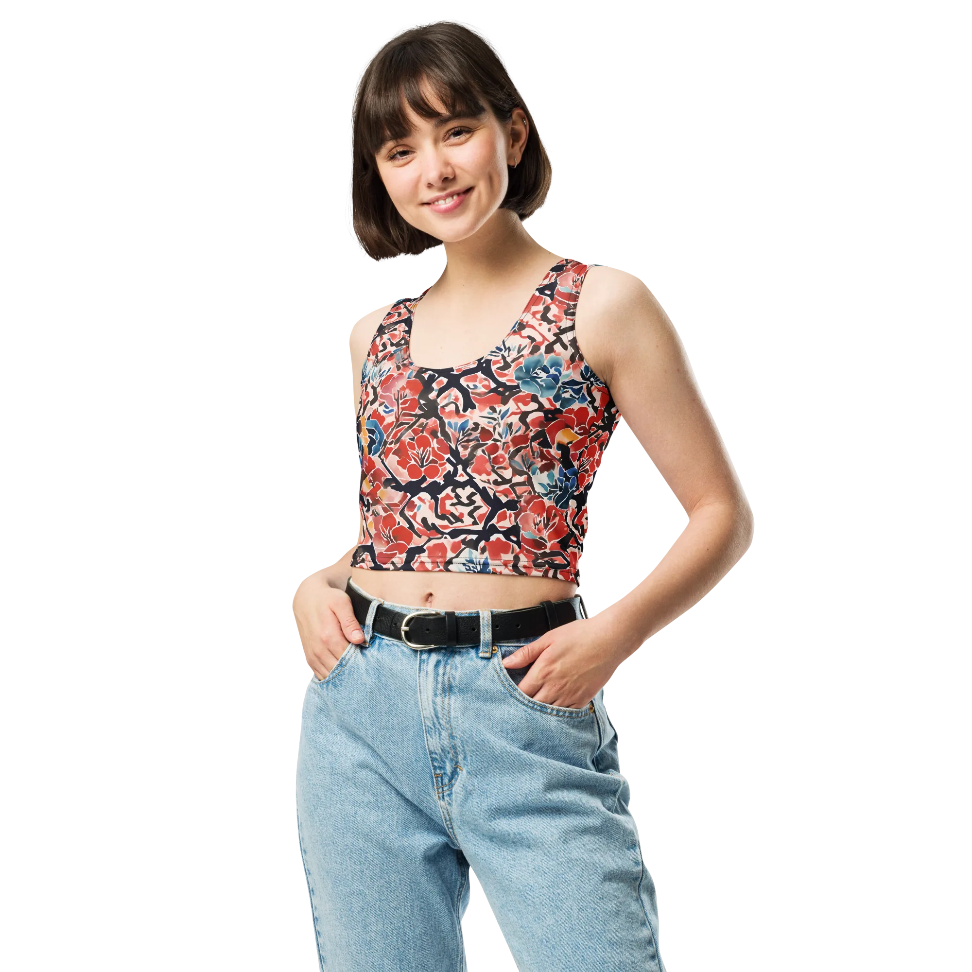 Crimson Brushwork on Crop Top — Print file