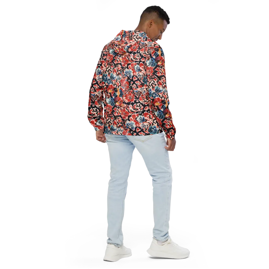 Crimson Brushwork on Men's Windbreaker — Back