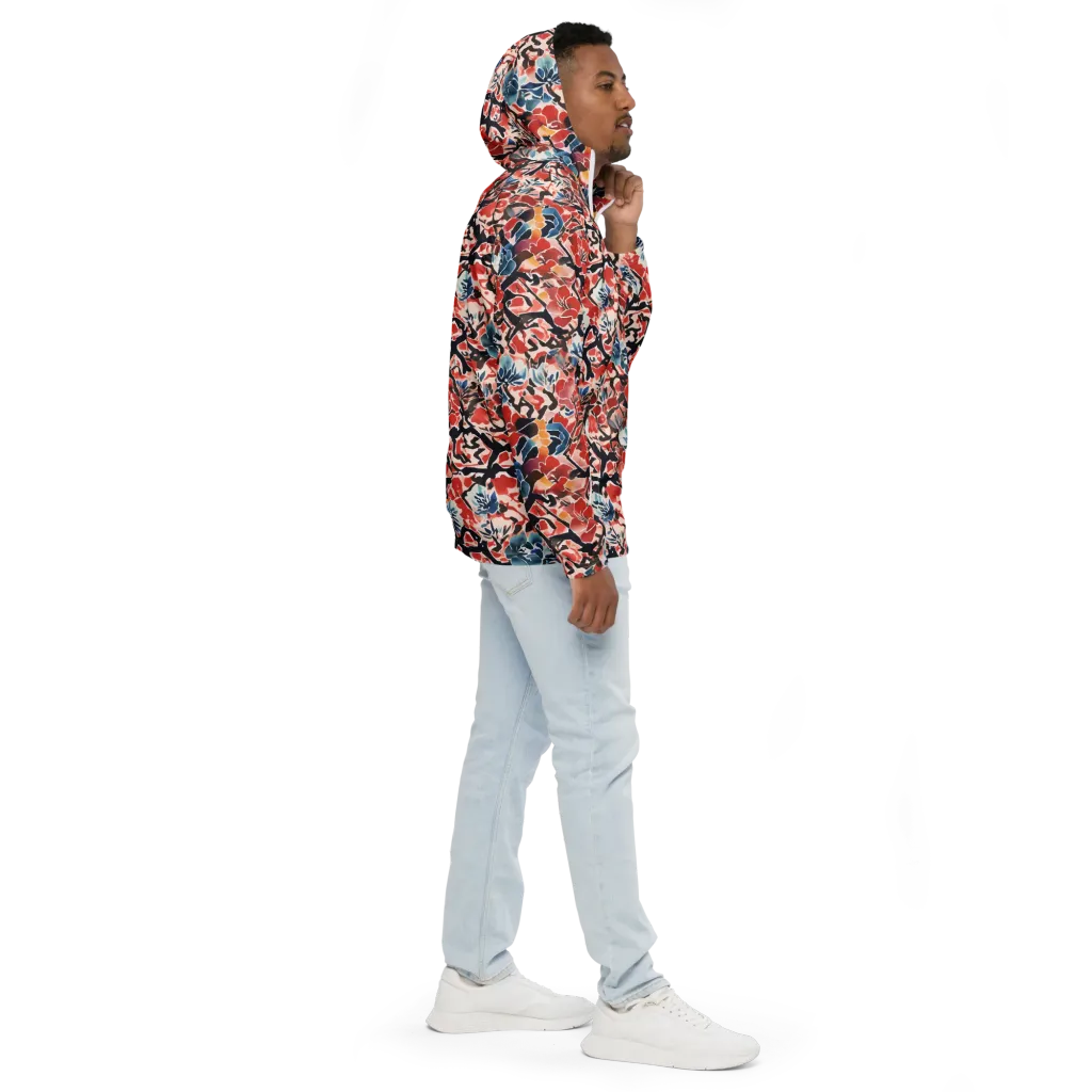 Crimson Brushwork on Men's Windbreaker — Right