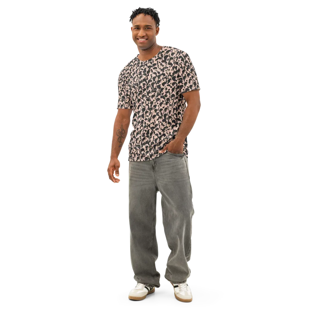 Many Faces on Men's Cotton Crew Neck T-Shirt — Front