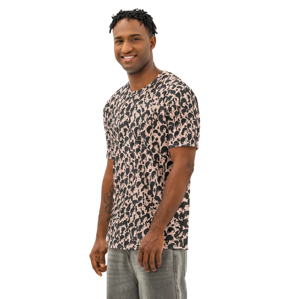 Many Faces on Men's Cotton Crew Neck T-Shirt — Left Front